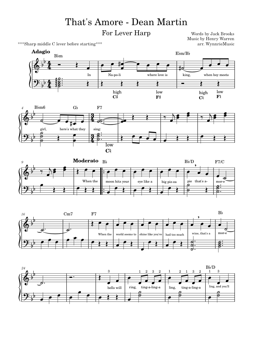 Thats amore Dean Martin That's Amore Dean Martin (easy lever harp