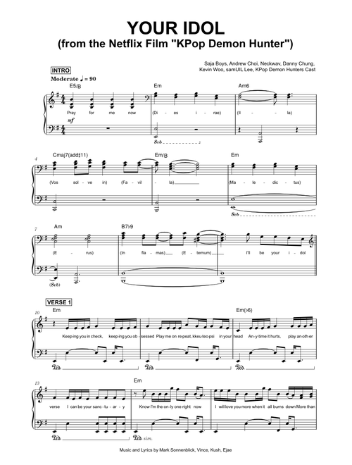 Your Idol (from the Netflix Film KPop Demon Hunters) - Saja Boys, Andrew Choi, Neckwav, Danny Chung, sheet music arranged by Made By Muse for Solo