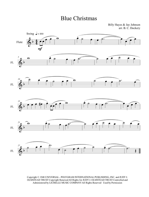 Blue Christmas (Arr. B. C. Dockery) - Elvis Presley (Flute Solo)