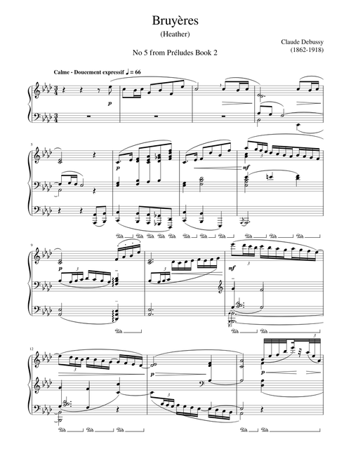 Debussy Prelude Book 2 No 5 Bruyères