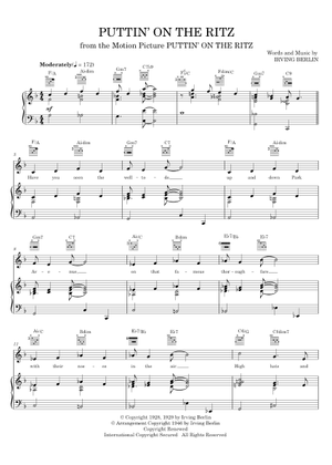 Puttin' On The Ritz (Lead sheet with lyrics and verse ) Sheet Music ...