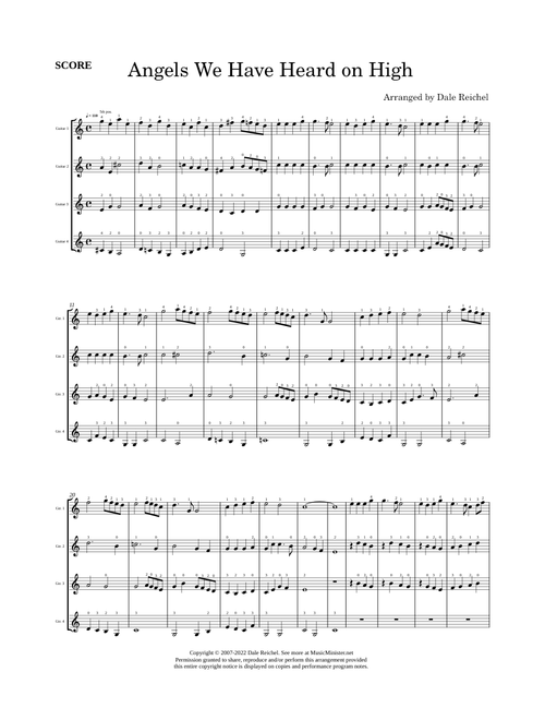 Angels We Have Heard On High - Guitar Quartet