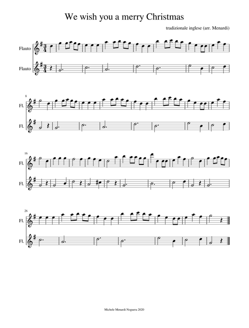 We wish you a merry Christmas for flute duet