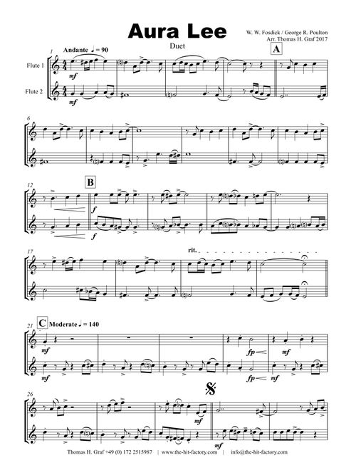 Aura Lee - Love me tender - Elvis - Duet Flute (Arr. Thomas H. Graf) - Thomas H Graf (Flute Duet)