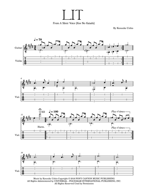 Lit (var) (Arr. Lino Romano) - Kensuke Ushio (Solo Guitar)
