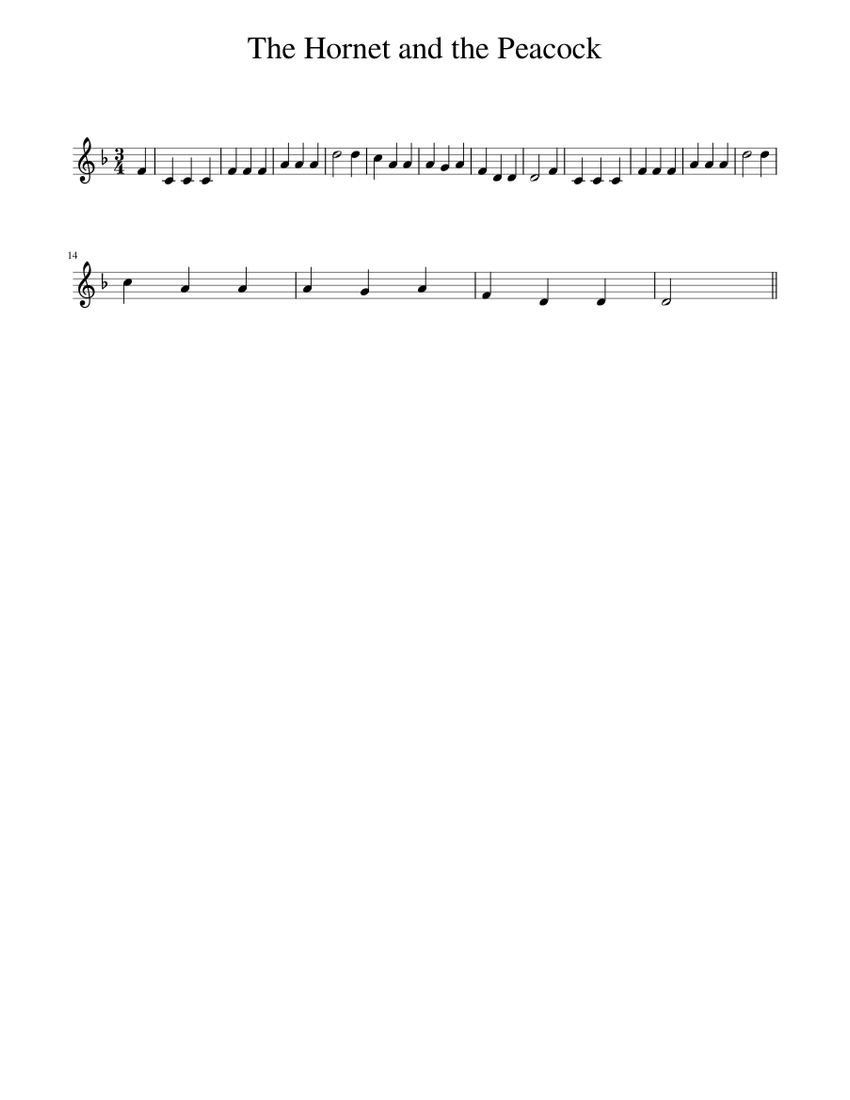 The Hornet And The Peacock Sheet Music For Piano Solo Musescore