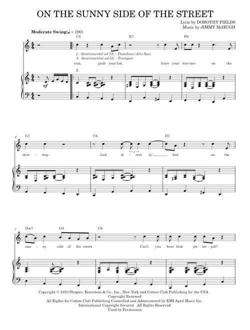 On The Sunny Side Of The Street - Dorothy Fields, Louis Armstrong (Piano Vocal)