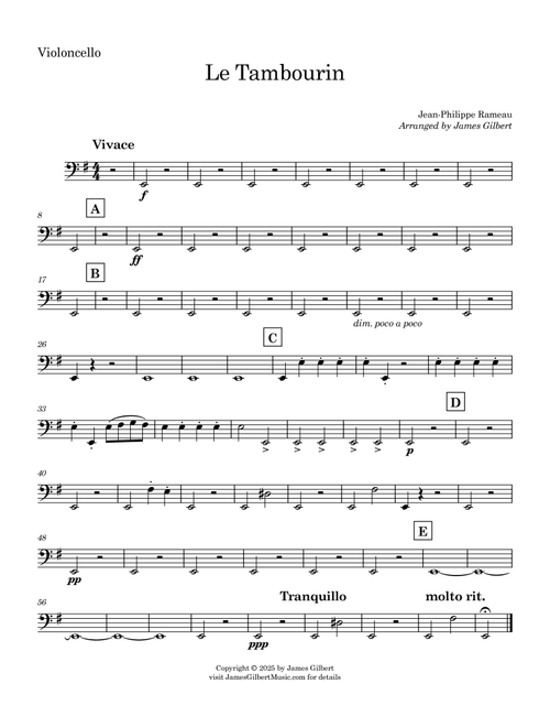 Le Tambourin (Arr. James Gilbert) - Jean-Philippe Rameau (String Quartet)