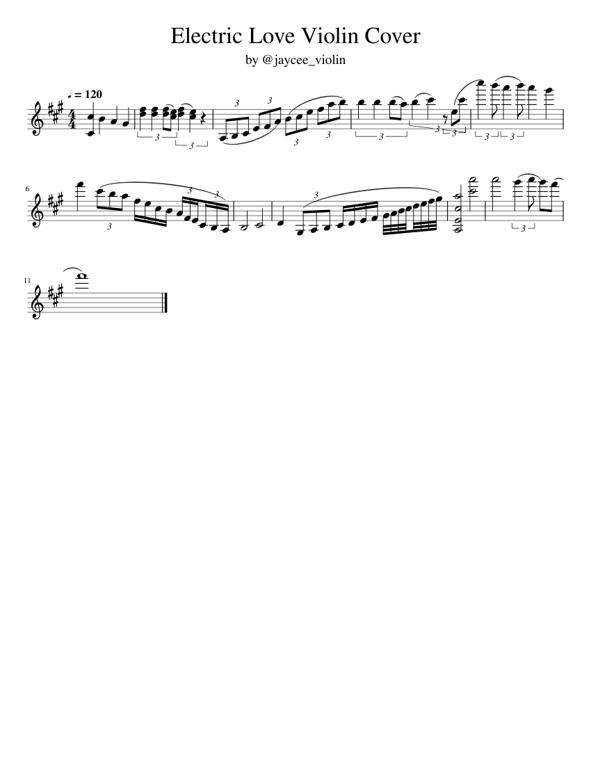 Electric Love Violin Cover Sheet music for Violin (Solo)
