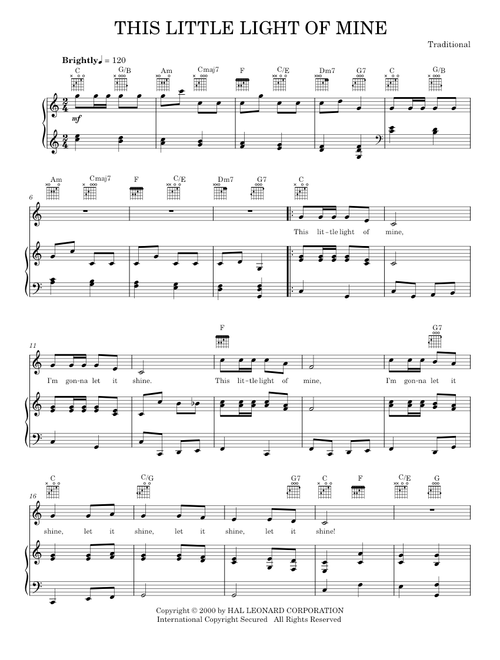 This little light of mine (Piano-Vocal-Guitar)
