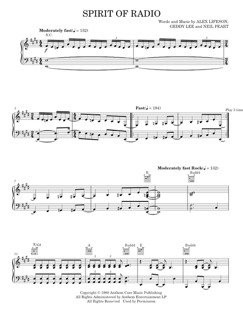 The spirit of radio - Rush (Piano-Vocal-Guitar)