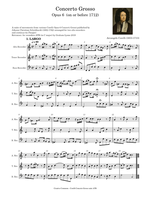 Concerto Grosso No 1 in D major for recorders AAB