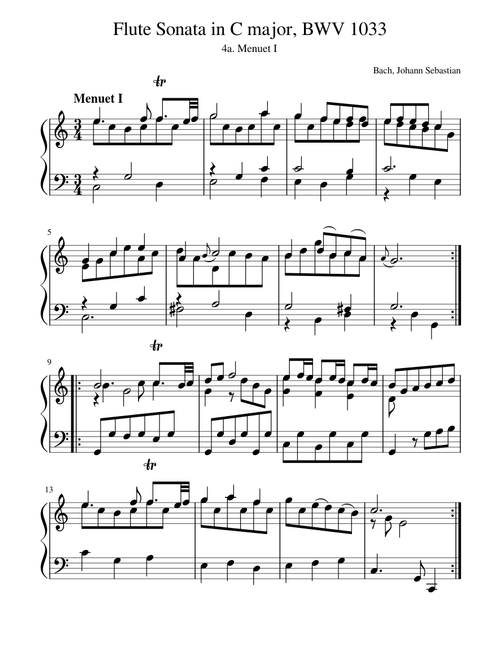 Bach, Johann Sebastian - BWV 1033 4a. Menuet Ⅰ