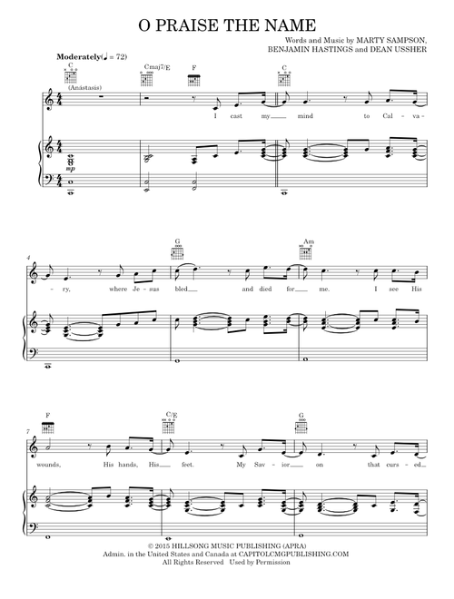O praise the name - Hillsong Worship (Piano-Vocal-Guitar)