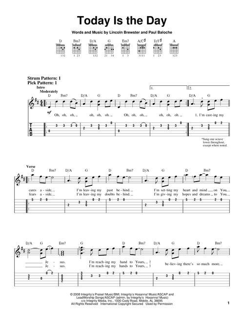 Today Is The Day - Lincoln Brewster (Easy Guitar with TAB)