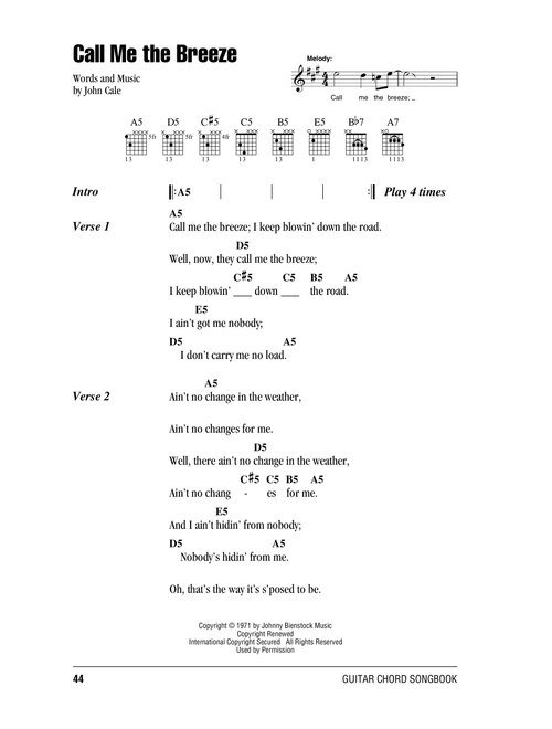 Call Me The Breeze - Lynyrd Skynyrd (Guitar Chords-Lyrics)