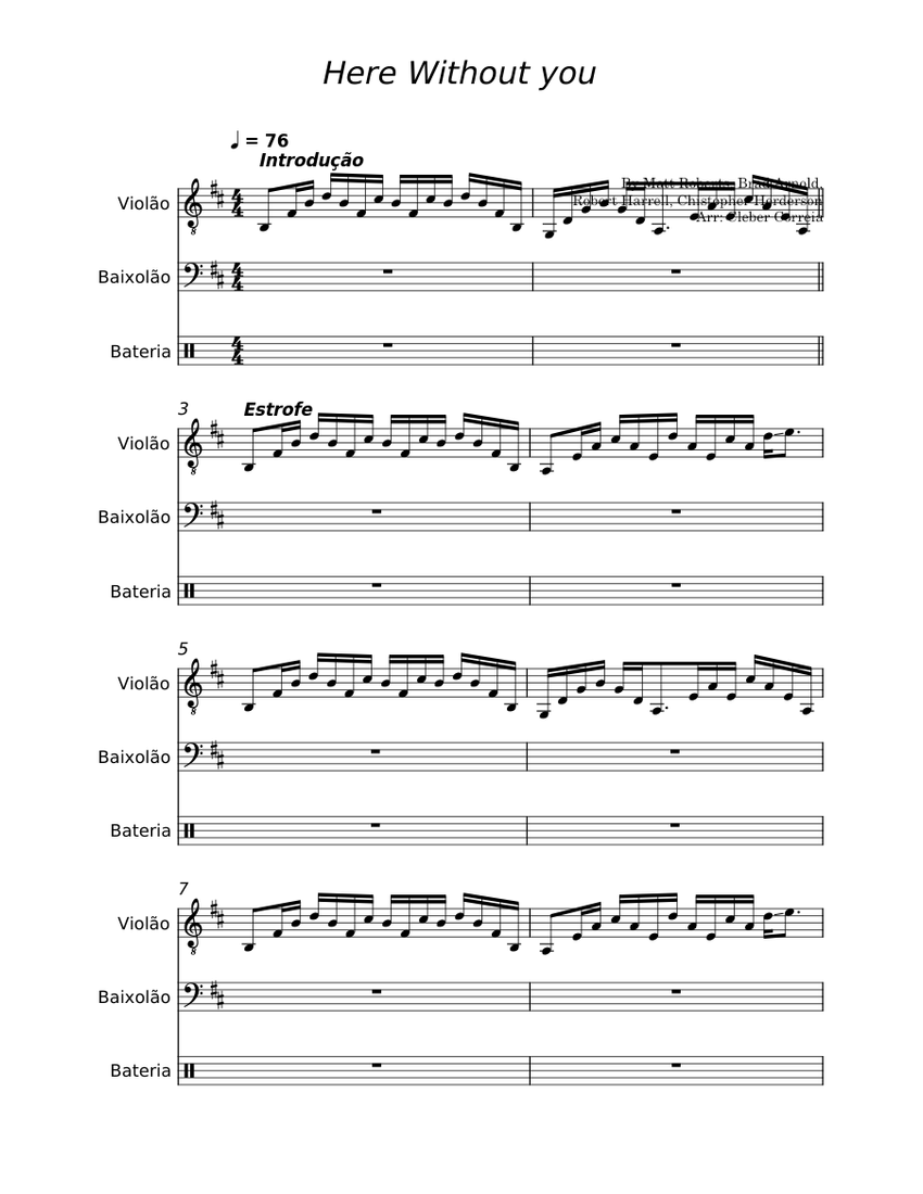 Here Without You - 3 Doors Down Sheet Music with Chords for Piano, Bass ...