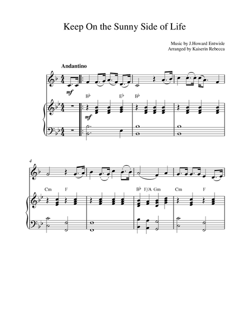 Keep On the Sunny Side of Life (Arr. Kaiserin Rebecca) - JHoward Entwisle (English Horn and Piano)