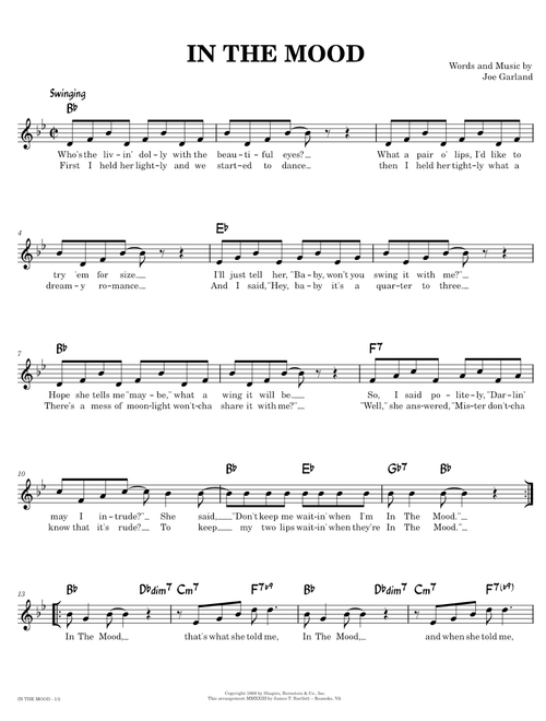 In The Mood lead sheet