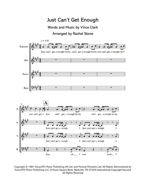 Just Can't Get Enough (Arr. Rachel Stone) - Depeche Mode (Choral, SATB)