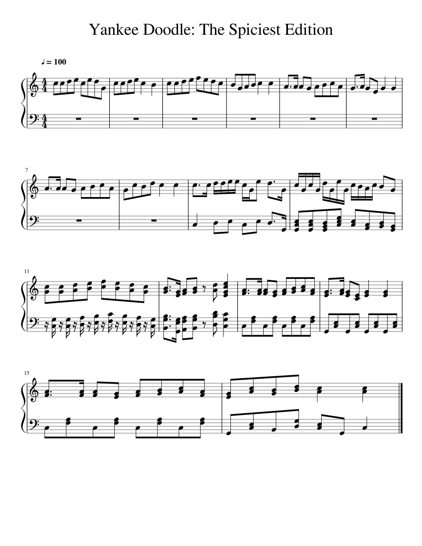 Yankee Doodle: The Spiciest Edition Sheet Music for Piano