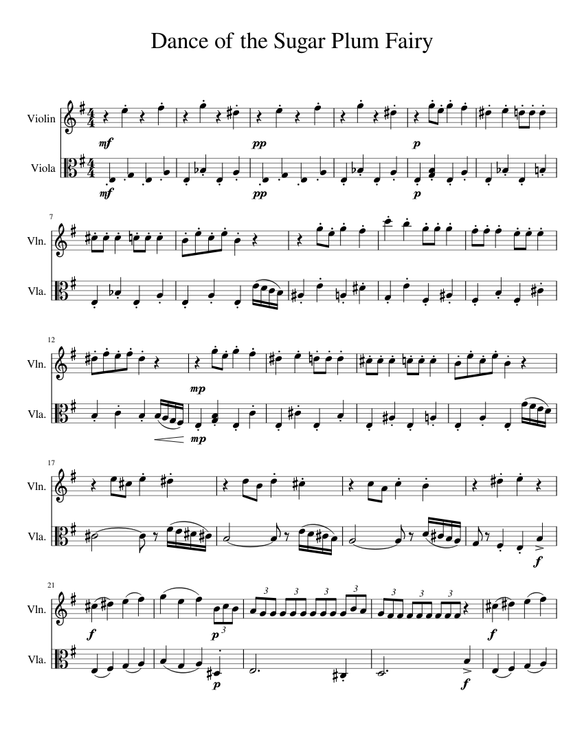 Dance of the Sugar Plum Fairy Sheet music for Violin, Viola (String