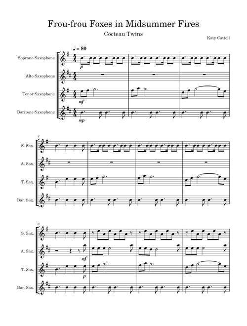 Frou-frou Foxes in Midsummer Fires – Cocteau Twins (for saxophone quartet)