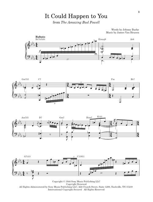 It Could Happen To You - Bud Powell, June Christy (Piano Transcription)