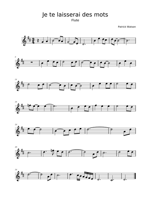 Je te laisserai des mots – Patrick Watson (flute)