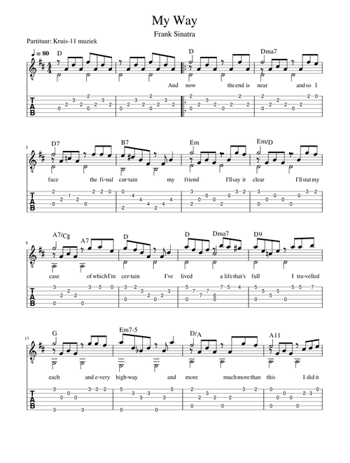 Frank Sinatra - My way - guitar TAB