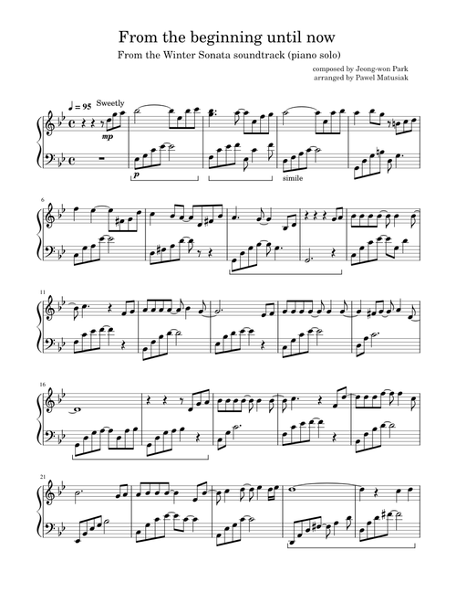 From the beginning until now (Winter Sonata OST, piano solo)