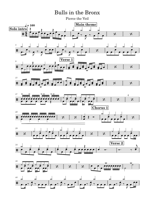 Bulls In The Bronx - Pierce The Veil (for drum kit)