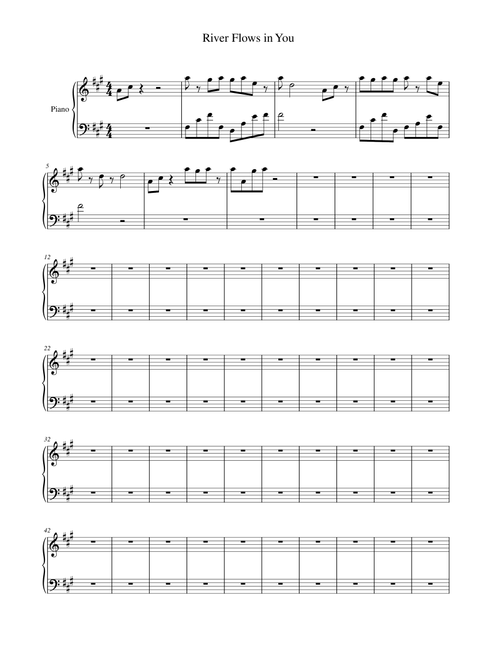 River Flows in You (Arr. Bulah Wintheiser) - Yiruma (Piano-Vocal-Guitar (Piano Accompaniment))