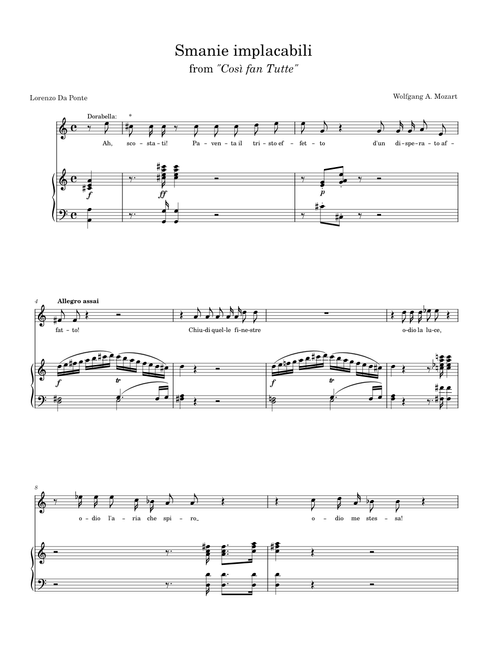 Smanie implacabili from "Così fan tutte"