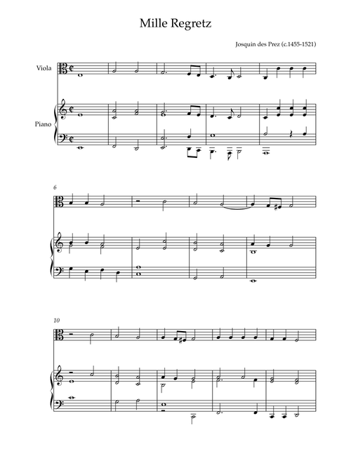 Mille Regretz (Arr. Karen Gueiros) - Josquin Des Prez (Viola and Piano)