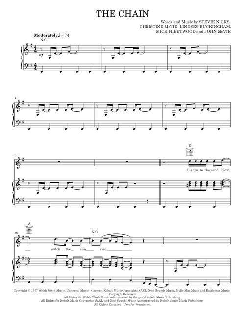 The chain - Fleetwood Mac (Piano-Vocal-Guitar)