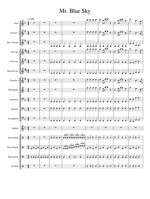 Mr. Blue Sky Marching Band Arrangement