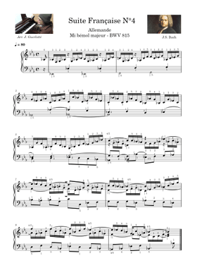 吹奏楽楽譜　SUITE FRANCAISE Free French Suite No.4 In E-Flat Major, Bwv 815 by Johann