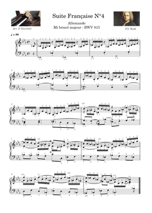 BWV 815 French Suite IV Gavotte Sheet Music for Harp (Solo