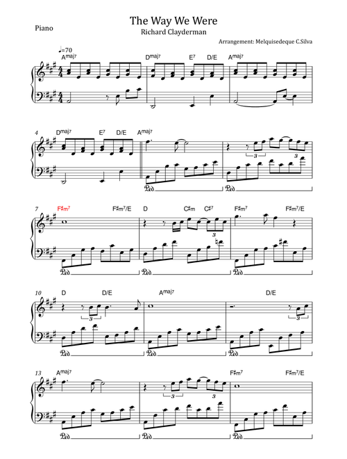 The Way We Were (Arr. Melquisedeque C.Silva) - Barbra Streisand (Piano Solo)