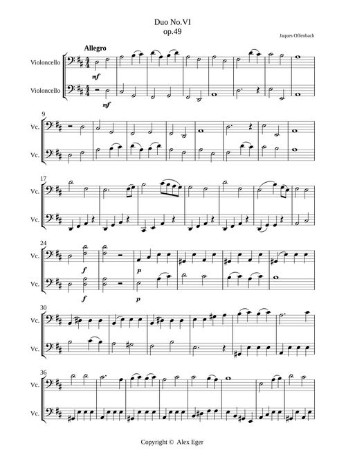 Jaques Offenbach Cello Duo op.49 No.VI