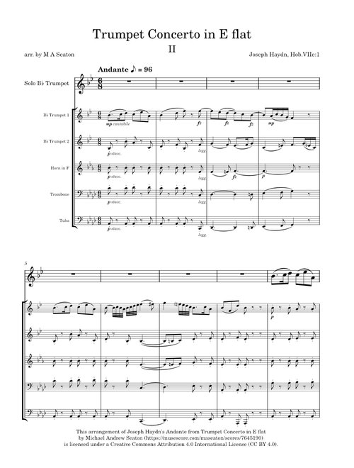 Trumpet Concerto in E-flat major, Hob.VIIe:1; Andante – Joseph Haydn