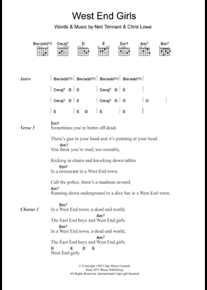 ★楽譜★バンドスコア　ペットショップボーイズ◆ウエストエンドガールズ ☆楽譜☆バンドスコア ペットショップボーイズ◇ウエストエンド