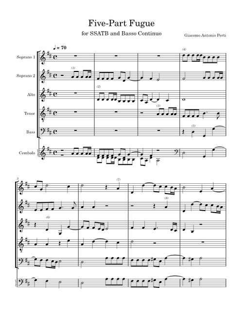 Fugue for 5 Voices and Basso Continuo  – Giacomo Antonio Perti
