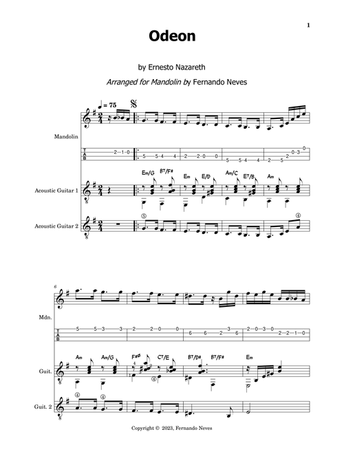 Odeon for Mandolin & Acoustic Guitar (Arr. FERNANDO LUIZ NEVES) (Mandolin)