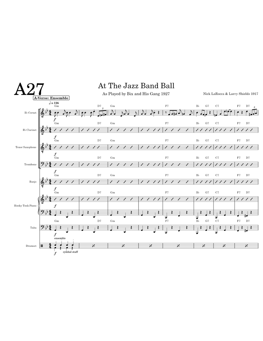 At the Jazz Band Ball – Bix Beiderbecke Sheet music for Piano, Trombone ...