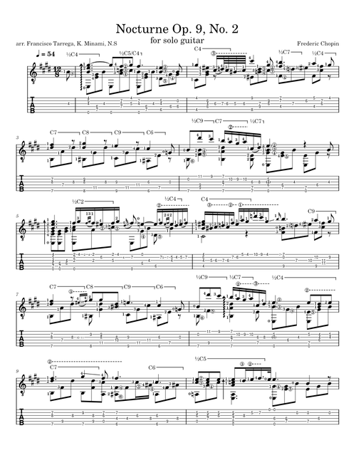 Chopin Nocturne Op.9, No.2, for Solo Guitar