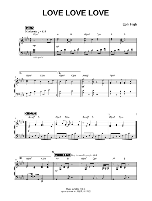 Love Love Love - Epik High (Piano)