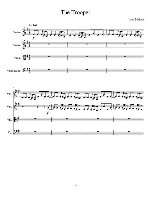 Iron Maiden- The Trooper: String Quartet Arrangement (Incomplete)