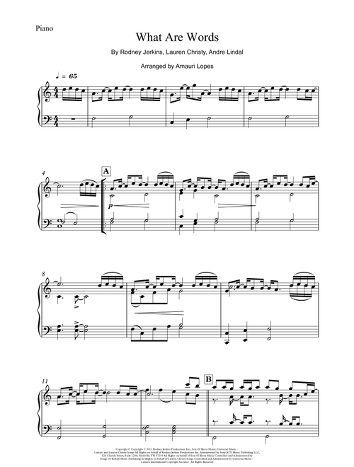 What Are Words (Arr. Amauri Lopes) - Chris Medina (Instrumental Duet and Piano)